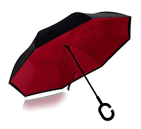 Зонт Навпаки Up-brella - Парасольку Зворотного Складання | Бордовий-2134, фото 3
