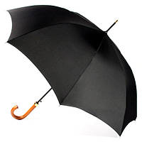 Мужской зонт трость Zest чёрного цвета с ручкой-крючком из натурального дерева