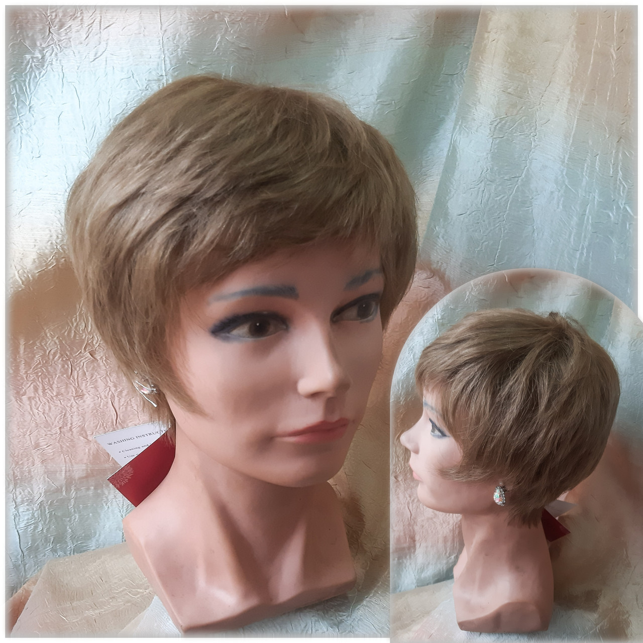 Перука з натурального волосся короткий русявий мікс 1703HH-8TT122, фото 1