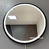 Настінне кругле дзеркало у ванну з підсвіткою в чорній рамі в лофт стилі Round R2, фото 5