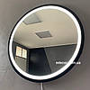 Настінне кругле дзеркало у ванну з підсвіткою в чорній рамі в лофт стилі Round R2, фото 9