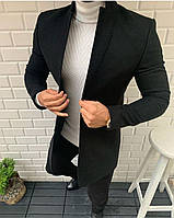 Чоловіче стильне пальто (чорне), Premium/Туреччина. Розміри в наявності