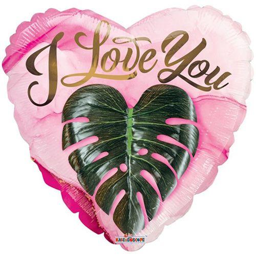 К 18" Tropical Love Floral. Куля фольгована серце Я люблю тебе
