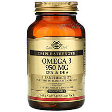 Риб'ячий жир SOLGAR "Omega 3 EPA & DHA" потрійна сила, 950 мг (50 капсул)