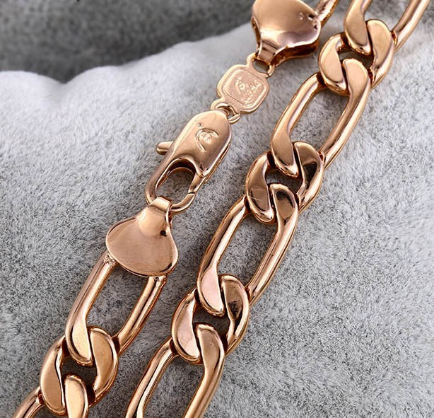 Ланцюжок Фігаро, позолота, 9мм, р.51см, медична сталь, 14K