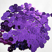 Пайетки Цветочки 1 см Фиолетовые. Цена за 10 грамм