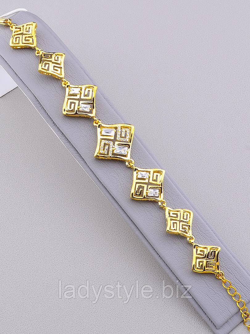 Золотистий браслет "Квадратики" від студії LadyStyle.Biz, фото 1