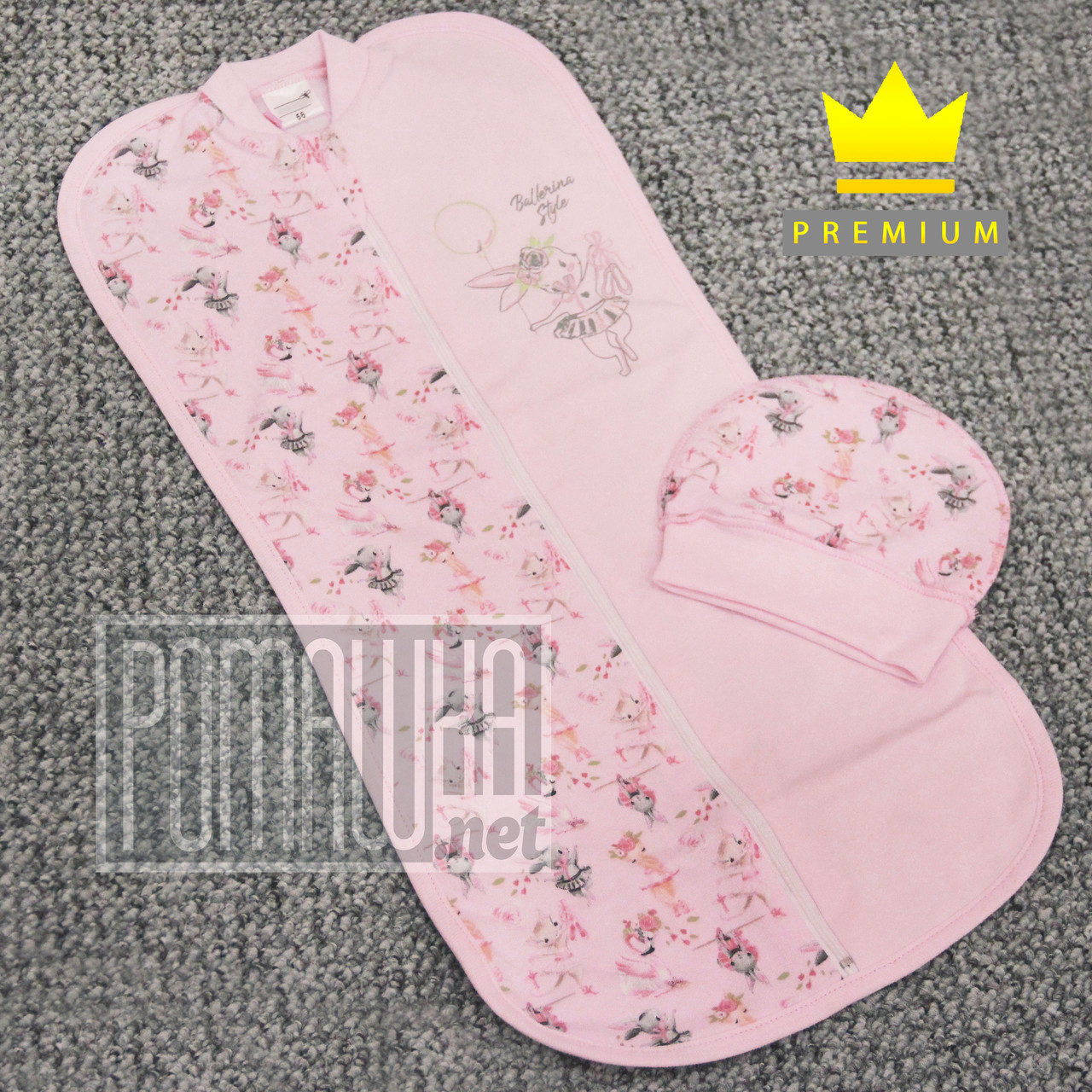 Тепла на блискавці 0-5 місяця євро пелюшка кокон для сповивання новонароджених фліс ФУТЕР 5016 А Рожевий, фото 1