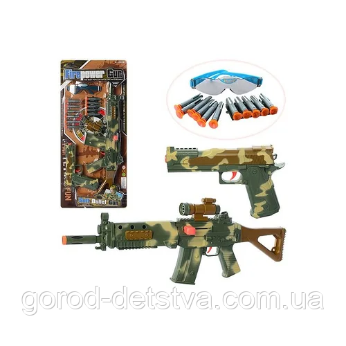 Автомат 558-73, 50 см, кулі на присосках 12 шт, пістолет 19 см, на аркуші