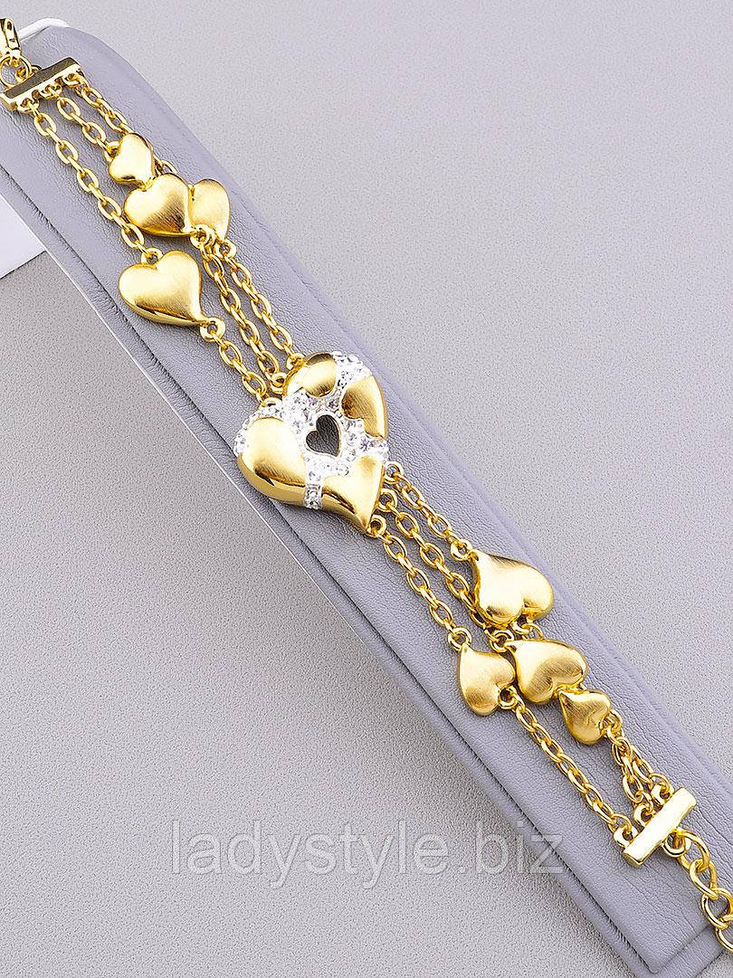 Золотистий браслет "Золоті серця" від студії LadyStyle.Biz, фото 1