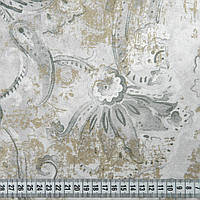 Велюр с восточным рисунком, восточные огурцы, ткань в восточном стиле св. серый, оливка
