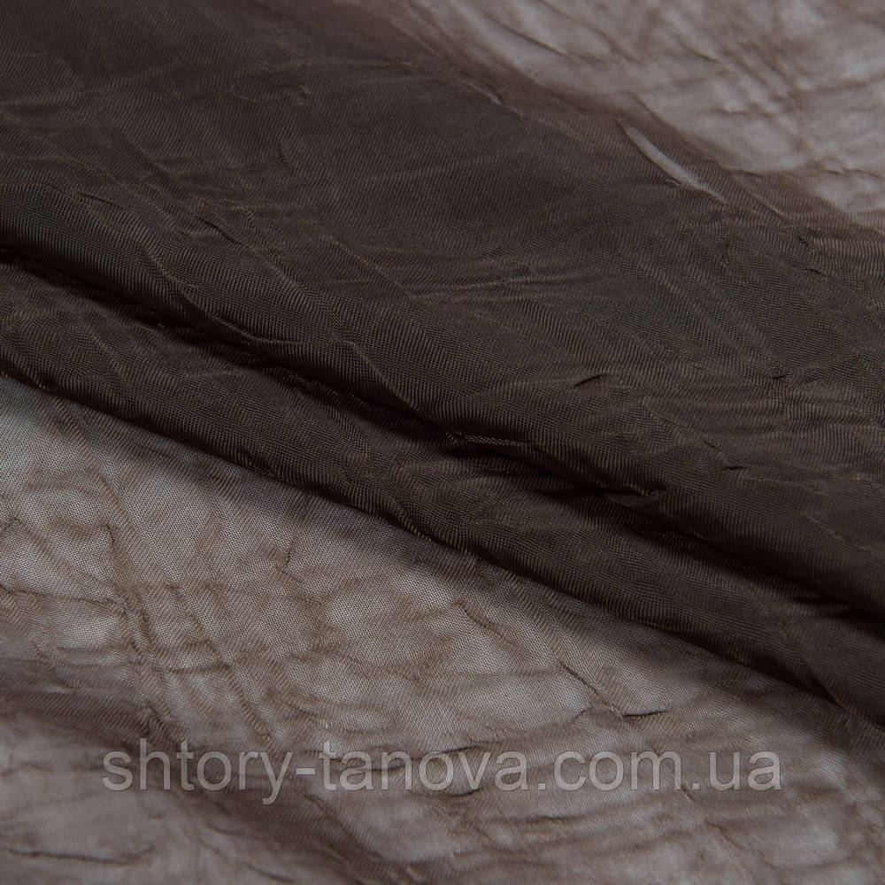 Тюль вуаль креш з обважнювачем шоколад, фото 1