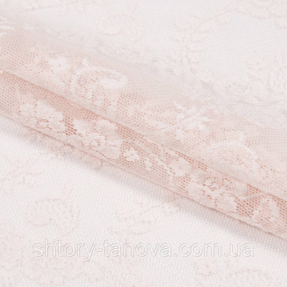 Кружевная тюль в стиле прованс гипюр розочки розовый - фото 2 - id-p1269111015