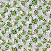 Ткань для штор с рисунком мелкий лист зеленый