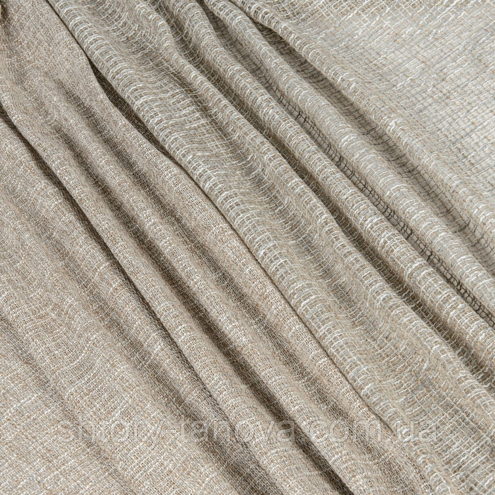 Шторы рогожка, ткань для штор рогожка меланж, поливискоза, Турция 310 см беж с утяжелителем - фото 3 - id-p1269118972