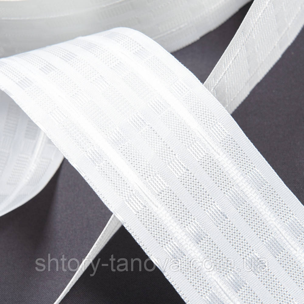 Шторна тасьма КС-1:1.5 60 мм/100м Матова Рівномірна Многокарманная, фото 1