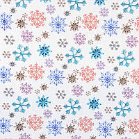 Новогодняя ткань для пошива скатертей, салфеток, раннеров фон молочный большие снежинки