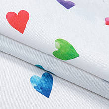 Декоративная ткань лонета СЕРДЕЧКИ/фон белый