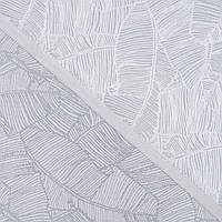 Жаккардовая ткань для штор и декора в с компаньонами, универсальный рисунок листья банана, св.серый