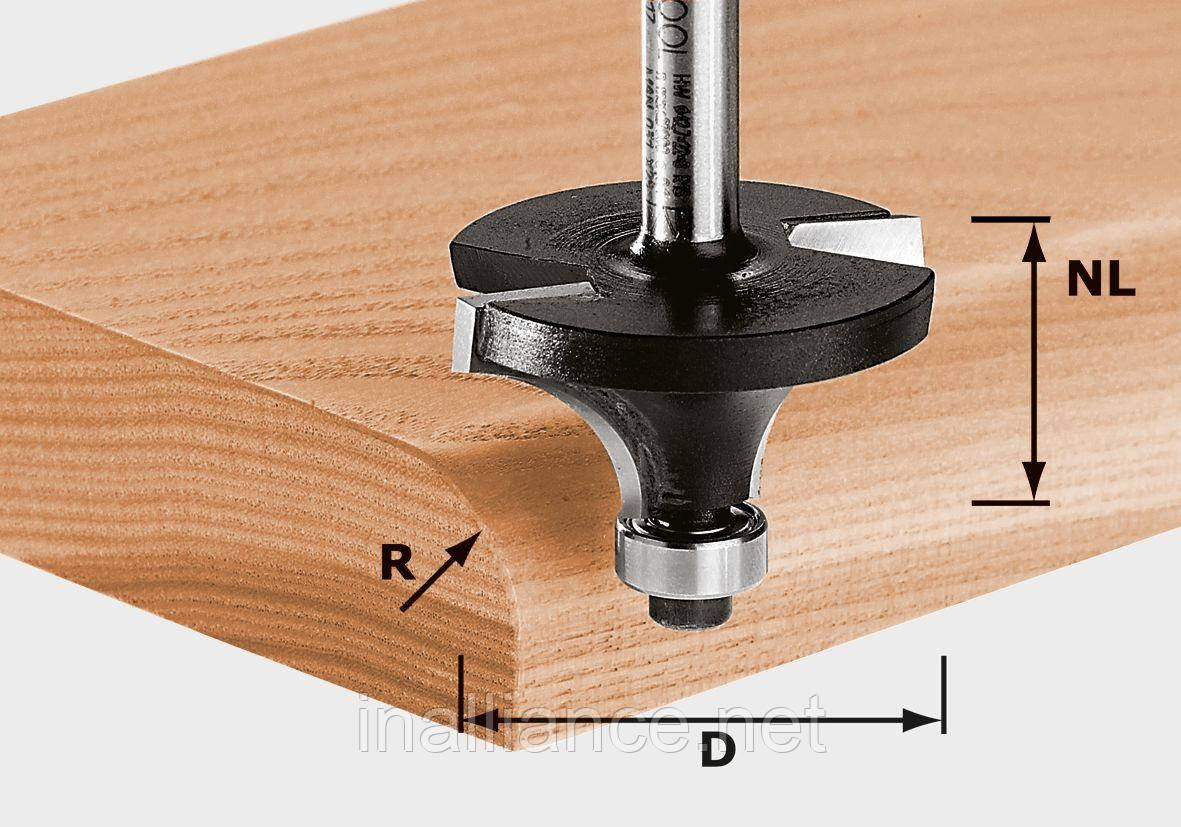 Фреза скругляюча з опорним підшипником HW S8 D28.7/R8 KL хвостовик 8 мм Festool 491014