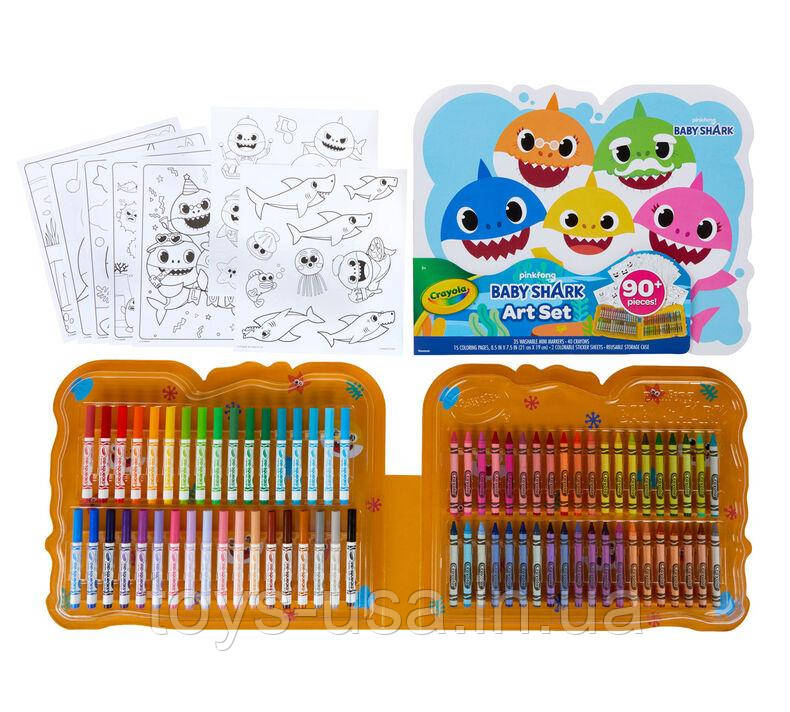 Набір Крайола для творчості 90 предметів Crayola Baby Shark Art Set, фото 1