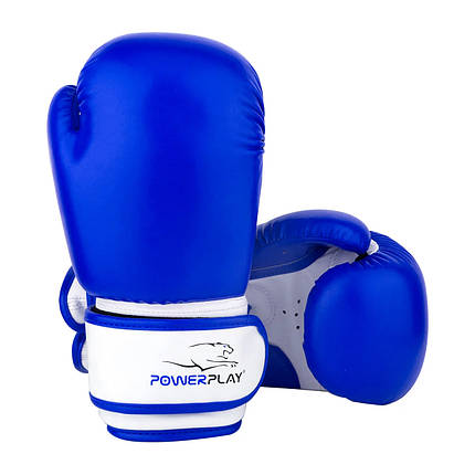 Боксерські рукавиці 8 унцій дитячі PowerPlay 3004 Синьо-Білі, фото 2