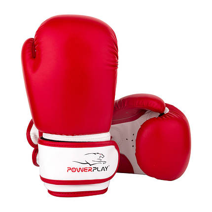 Боксерські рукавиці 6 унцій дитячі PowerPlay 3004 Червоно-Білі, фото 2