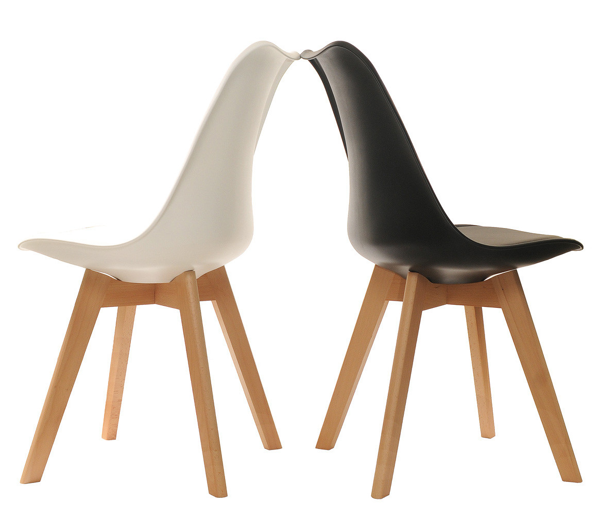 Белый стул с пластиковым сиденьем и мягкой сидушкой Milan на деревянных ножках - фото 3 - id-p1269231912