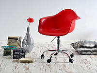 Кресло офисное, стул пластиковый на колесиках с хромированным основанием Leon Office