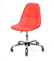 Стильное кресло на колесиках с хромированным основанием и сиденьем из эко-кожи Alex Office ЭкоКожа