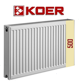Сталевий радіатор Koer 33 тип H 500 бокове підключення