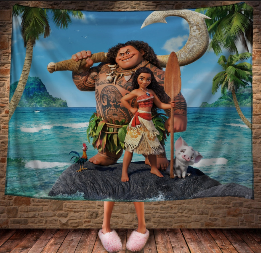 Плед з 3D принтом-Moana and Maui on island