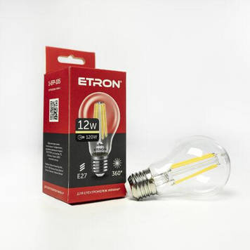 Вінтажна LED лампа Едісона 12W A60 3000K E27 ETRON Filament 1-EFP-105