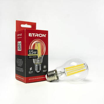 Вінтажна LED лампа Едісона 15W A60 3000K E27 ETRON Filament 1-EFP-103