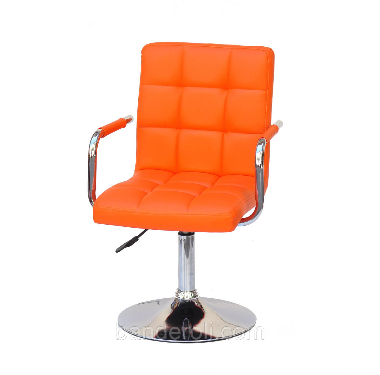 Крісло Augusto ARM CH-Base екокожа помаранчевий , хромованою опорі-блін, з регулюванням висоти, фото 1
