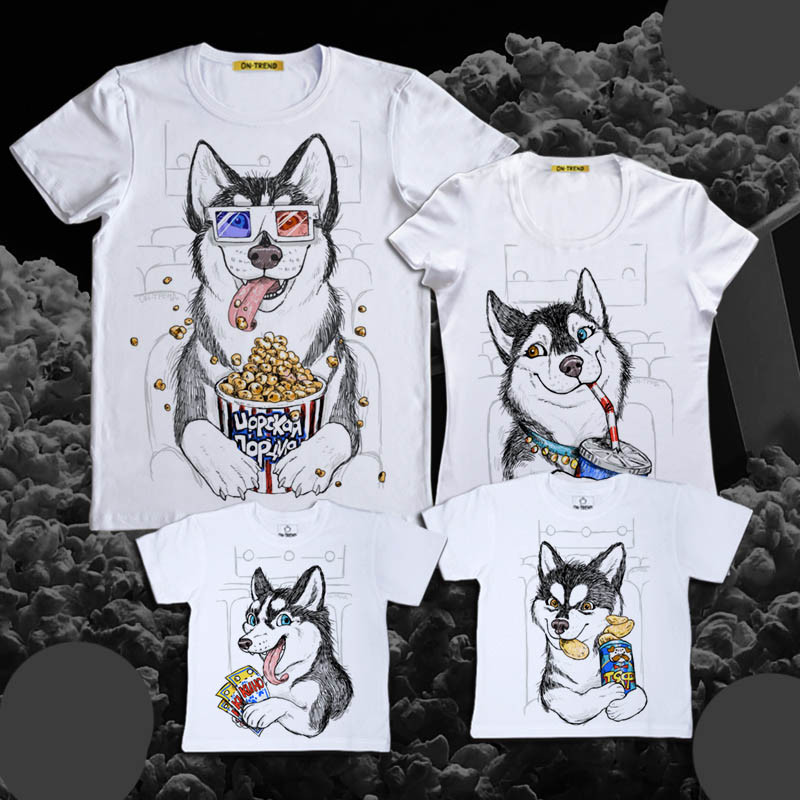 Футболки Фемілі Лук Family Look для всієї родини "Собаки в кіно" Push IT, фото 1