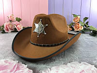Шляпа Шерифа светло-коричневая большая