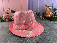Шляпа Диско с пайетками, розовая