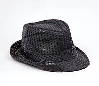 Шляпа Диско с пайетками черная
