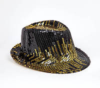 Шляпа Диско с пайетками черно-золотая