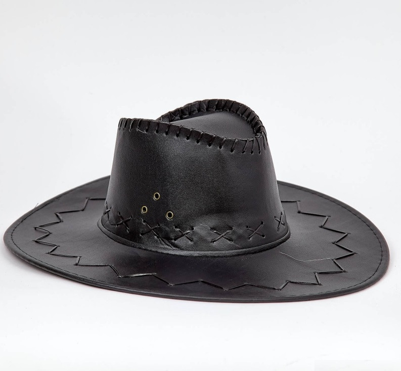 Шляпа Ковбойская черная кожзам, размер 56-58 - фото 1 - id-p1269253746