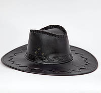 Шляпа Ковбойская черная кожзам, размер 56-58