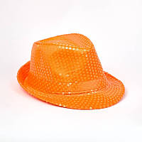 Шляпа Диско с пайетками оранжевая