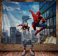 Плед с 3D принтом-Спайдермен и Железный Человек