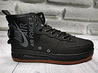 Женские высокие кроссовки Nike Air Force 1 кожаные черные ()