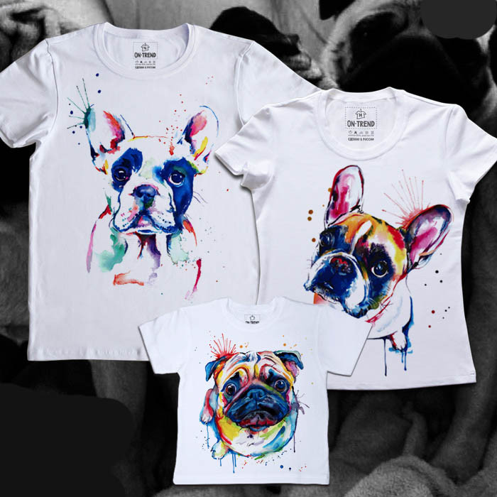 Футболки Фемілі Лук Family Look для всієї родини "Кольорові собаки" Push IT