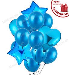 Повітряні кульки "Mix" набір 14 шт., блакитний (металік)