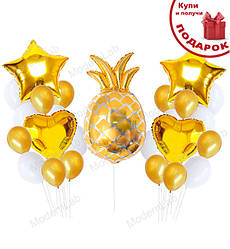 Повітряні кульки "Ананас", набір 24 шт., колір - металік