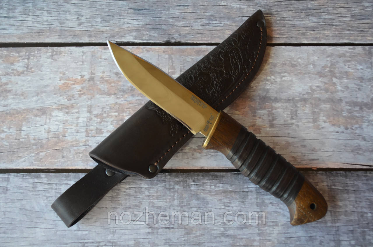 Ніж мисливський для важких робіт №1 зі сталі 5Cr15MoV, з шкіряним чохлом в комплекті 56-57 HRC, фото 1