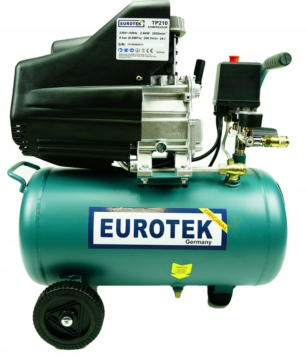 Компресор повітряний 24л масляний EUROTEK побутовий компресор, фото 1